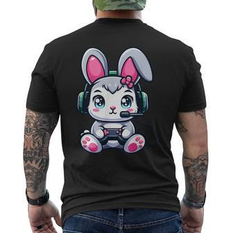 Video Game Easter Bunny Cute Gamer Girl Men's T-shirt Back Print | Mazezy