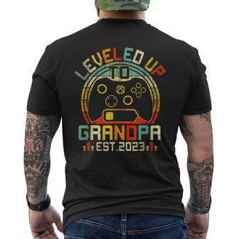 Video Game Level Up To Grandpa 2023 New Dad Fathers Day Mens Back Print T-shirt | Mazezy