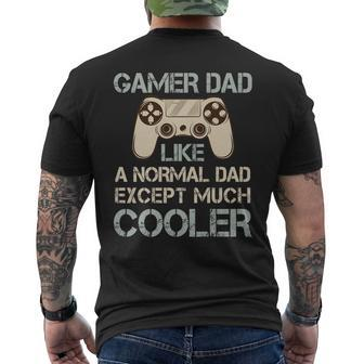 Video Game Playing Dad Fathers Day Mens Back Print T-shirt | Mazezy