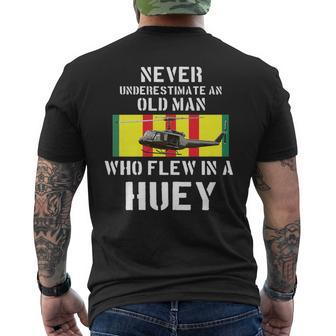 Vietnam Veteran Vet T Uh1 Huey Helicopter Men's T-shirt Back Print - Monsterry