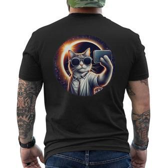 View American Totality 2024 Selfie Cat Solar Eclipse Men's T-shirt Back Print - Seseable