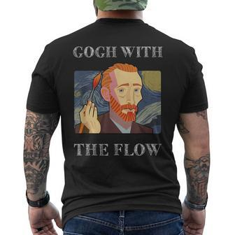Vincent Van Gogh Go With The Flow Artist Humor Pun Men's T-shirt Back Print - Monsterry UK