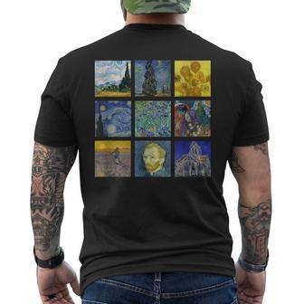 Vincent Van Gogh Famous Paintings Starry Night Sunflowers Men's T-shirt Back Print - Thegiftio UK