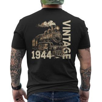 Vintage 1944 Steampunk Steam Train Locomotive 80Th Birthday Men's T-shirt Back Print - Monsterry DE