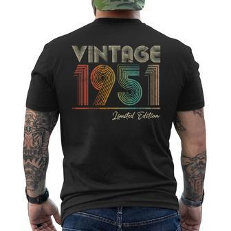Vintage 1951 73 Year Old 73Rd Birthday For Women Men's T-shirt Back Print - Monsterry