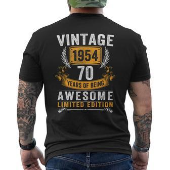 Vintage 1954 Made In 1954 70 Years Old 70Th Birthday Men's T-shirt Back Print - Monsterry CA