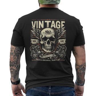 Vintage 1961 Geboren 1961 Geburtstag Totenkopf Biker Motorrad T-Shirt mit Rückendruck - Geschenkecke