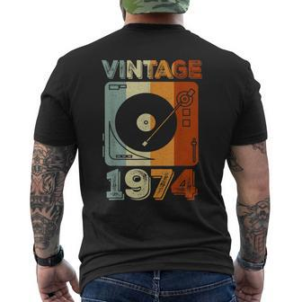 Vintage 1974 50 Years Old Boys Vinyl Record Player Retro Men's T-shirt Back Print - Thegiftio UK