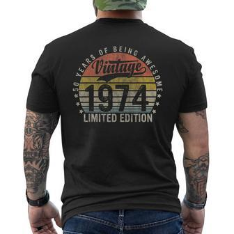 Vintage 1974 50Th Birthday Decorations 50 Year Old Birthday Men's T-shirt Back Print - Seseable