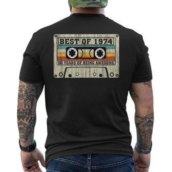 Vintage 1974 Birthday Clothing 50 Years Old Cassette Tape Men's T-shirt Back Print - Thegiftio UK