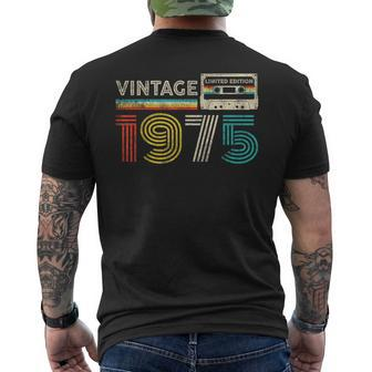 Vintage 1975 Classic Birthday 1975 Cassette Tape Vintage Men's T-shirt Back Print - Seseable