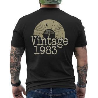 Vintage 1983 Vinyl Record Born In 1983 Birthday Men's T-shirt Back Print - Monsterry