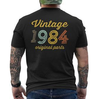 Vintage 1984 Original Parts Birthday Italic Men's T-shirt Back Print - Monsterry