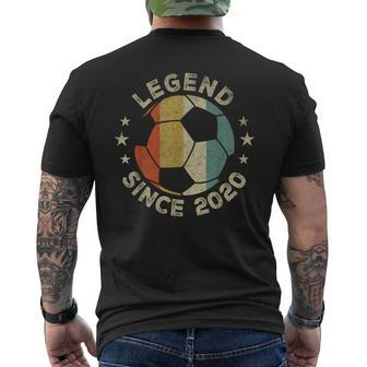 Vintage 2020 Soccer Player 4Th Birthday 4 Year Old Men's T-shirt Back Print - Seseable