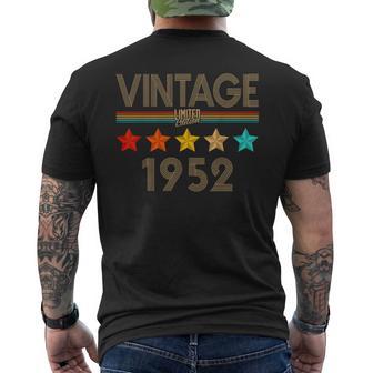 Vintage 72Th Birthday Decorations Vintage 1952 72 Birthday Men's T-shirt Back Print - Monsterry DE