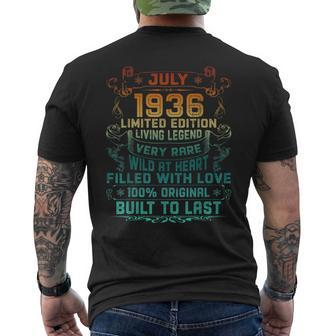 Vintage 86 Years Old July 1936 86Th Birthday Men's T-shirt Back Print - Monsterry CA