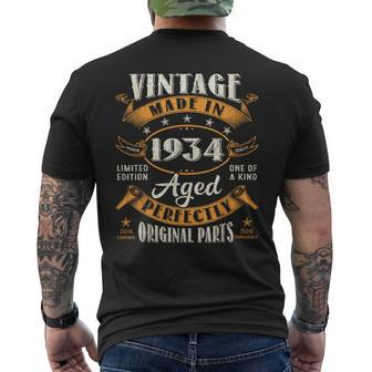 Vintage 90Th Birthday Decorations 1934 90 Birthday Men's T-shirt Back Print - Seseable