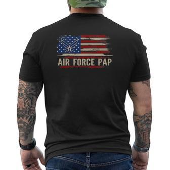 Vintage Air Force Pap American Flag Veteran Mens Back Print T-shirt | Mazezy