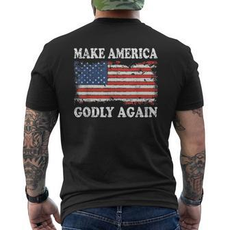 Vintage Make America Godly Again Mens Back Print T-shirt - Thegiftio UK