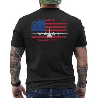 Vintage American Flag C-130 Military Plane Pilot Men's T-shirt Back Print - Monsterry AU