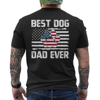 Vintage American Flag Father's Day Papa 4Th Of July Dog Dad Men's T-shirt Back Print - Thegiftio UK