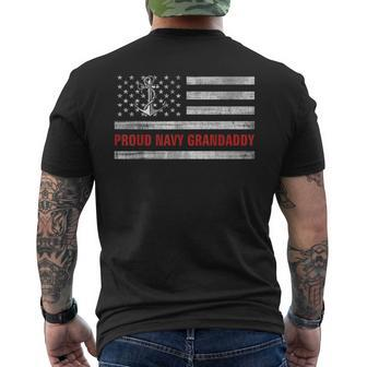Vintage American Flag Proud Navy Grandaddy Veteran Day Men's T-shirt Back Print - Monsterry