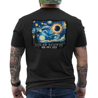 Vintage American Totality Starry Night Eclipse Solar 2024 Men's T-shirt Back Print | Mazezy