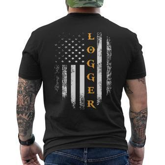Vintage American Usa Flag Logger Carpenter Men's T-shirt Back Print | Mazezy