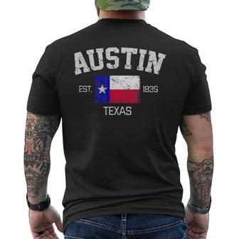 Vintage Austin Texas Est 1839 Souvenir Men's T-shirt Back Print - Monsterry CA