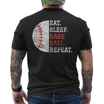 Vintage Baseball Player Eat Sleep Baseball Repeat Mens Back Print T-shirt - Thegiftio UK