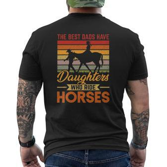 Vintage Best Dads Have Daughters Who Ride Horses Father's Day Mens Back Print T-shirt | Mazezy