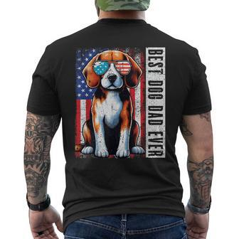 Vintage Best Dog Dad Ever Beagle Fathers Day Usa Flag Men's T-shirt Back Print - Thegiftio UK