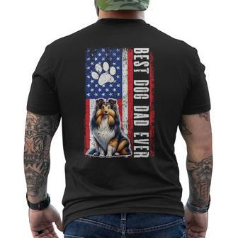 Vintage Best Dog Dad Ever Fathers Day Shetland Sheepdog Dad Men's T-shirt Back Print - Thegiftio UK