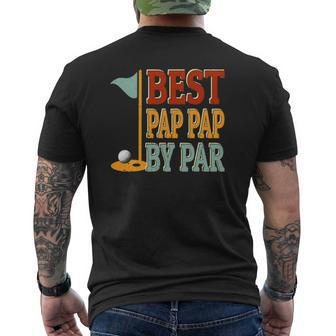 Vintage Best Pap Pap By Par Golf Father's Day Papa Grandpa Mens Back Print T-shirt | Mazezy