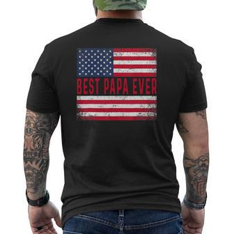 Vintage Best Papa Ever American Flag Father's Day Mens Back Print T-shirt | Mazezy