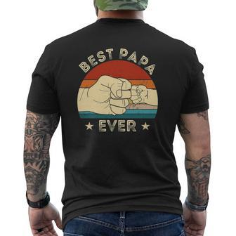 Vintage Best Papa Ever Fist Bump Grandpa Father's Day Mens Back Print T-shirt | Mazezy
