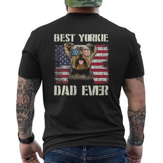 Vintage Best Yorkie Dad Ever Flag Us For Pet Owner Father Mens Back Print T-shirt | Mazezy