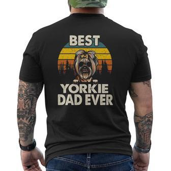 Vintage Best Yorkie Dog Dad Ever Lover Mens Back Print T-shirt | Mazezy