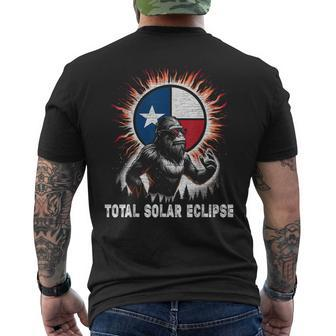 Vintage Bigfoot Total Solar Eclipse Texas Flag Men's T-shirt Back Print - Monsterry DE
