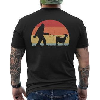 Vintage Bigfoot Walking Goat Sasquatch Men's T-shirt Back Print | Mazezy
