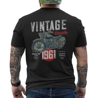 Vintage Born 1961 60Th Birthday Classic Retro Motorcycle Men's T-shirt Back Print - Monsterry