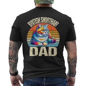 Vintage British Shorthair Dad Cat Lovers Daddy Father's Day Men's T-shirt Back Print - Thegiftio UK