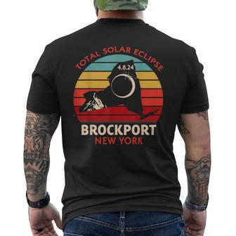 Vintage Brockport New York Total Solar Eclipse 2024 Men's T-shirt Back Print - Monsterry AU