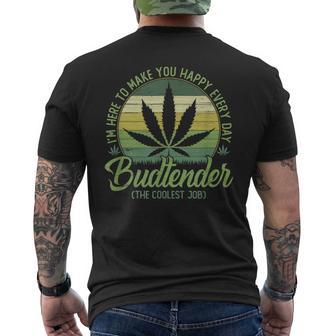 Vintage Budtender Coolest Job Marijuana Weed Supporters Men's T-shirt Back Print - Monsterry DE