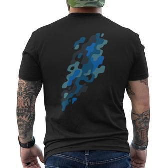 Vintage Camo Camouflage Streak Blue Men's T-shirt Back Print - Monsterry