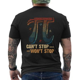 Vintage Can't Stop Pi Won't Stop Math Pi Day Maths Men's T-shirt Back Print | Mazezy