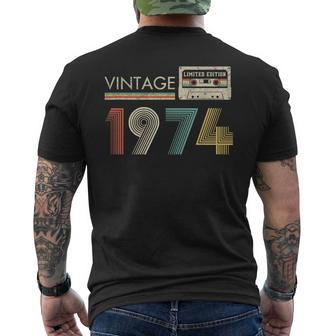 Vintage Cassette Limited Edition 1974 Birthday Men's T-shirt Back Print - Monsterry