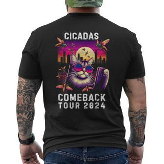 Vintage Cat Selfie With Cicada Comeback Summer Tour 2024 Men's T-shirt Back Print - Monsterry DE