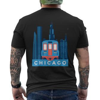 Vintage Chicago Skyline Train T Men's T-shirt Back Print - Monsterry DE