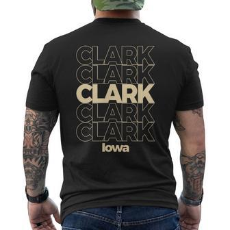 Vintage Clark Iowa Repeating Text Men's T-shirt Back Print | Mazezy UK